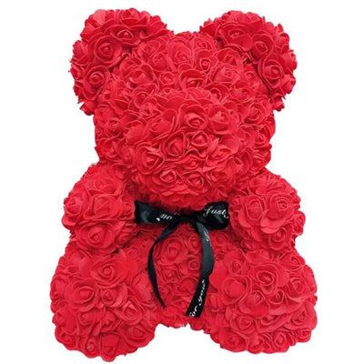 Artificial Red Rose Teddy Bear Decoration