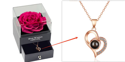 Preserved Rose Jewelry Box Necklace