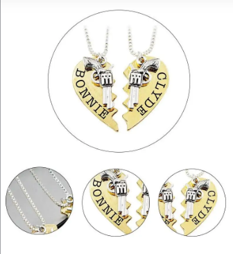 Bonnie Clyde Couples Necklace Set