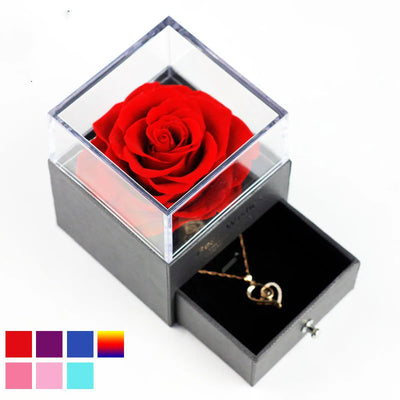 Preserved Rose Jewelry Box Necklace