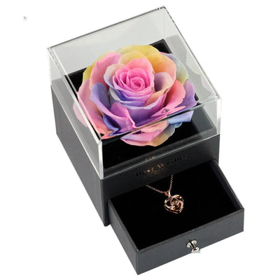 Preserved Rose Jewelry Box Necklace