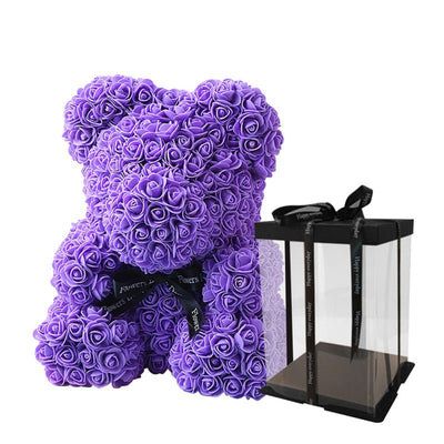 Artificial Red Rose Teddy Bear Decoration